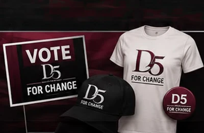 White D5 For Change campaign shirt